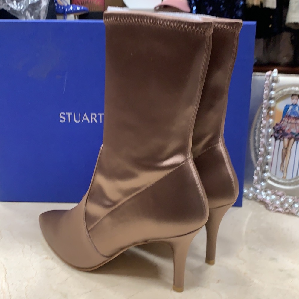 STUART WEITZMAN SATIN STRETCHY BOOTS OLD ROSE MADE IN SPAIN SZ EU 8, 8.5, 9, 9.5